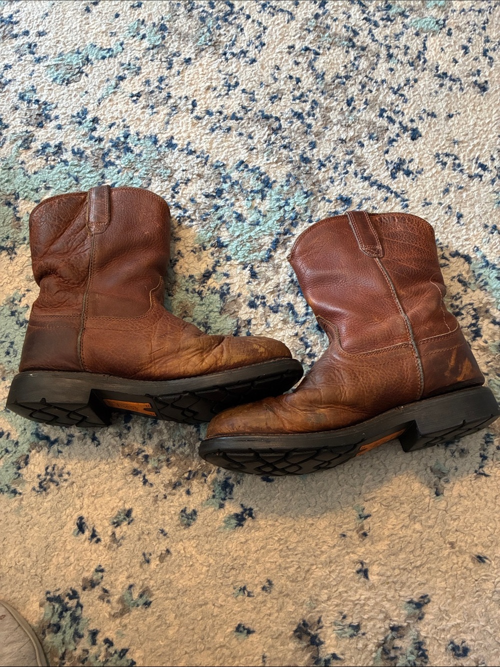 Ariat Brown men’s 10.5 D Leather Pull-On Waterproof Work Boots cowboy - Picture 6 of 12